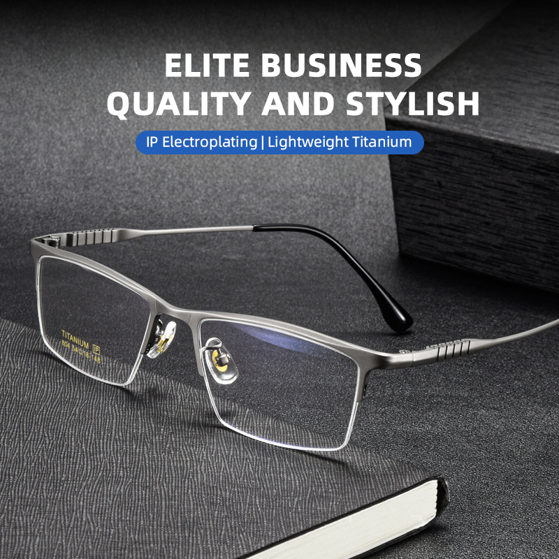BUSINESS-STYLE ULTRA-LIGHT PURE TITANIUM SEMI-RIMLESS GLASSES