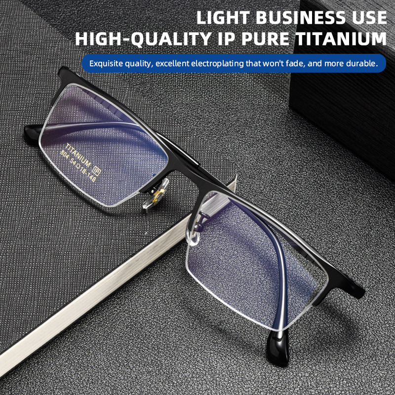 BUSINESS-STYLE ULTRA-LIGHT PURE TITANIUM SEMI-RIMLESS GLASSES