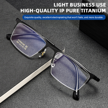 BUSINESS-STYLE ULTRA-LIGHT PURE TITANIUM SEMI-RIMLESS GLASSES