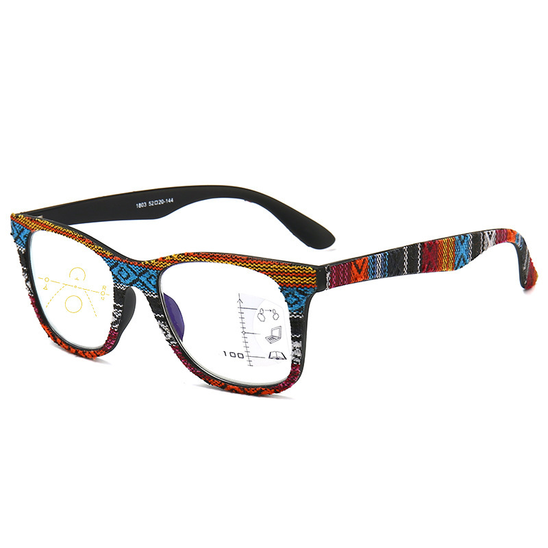 VINTAGE WOODGRAIN PROGRESSIVE MULTIFOCAL LARGE FRAME PRESBYTERIAN GLASSES