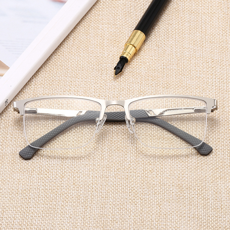 Prescription Glasses - MEN'S RETRO HALF-FRAME ANTI-BLUE LIGHT  GLASSES