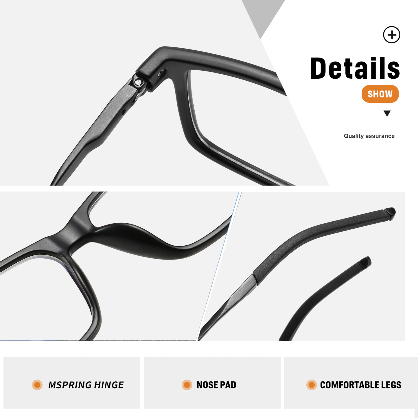 SIMPLE SQUARE-FRAME PHOTOCHROMIC MULTIFOCAL READING GLASSES