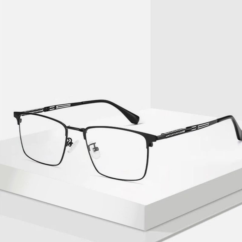 CASUAL METAL BUSINESS HALF-FRAME ANTI-BLUE LIGHT READING GLASSES