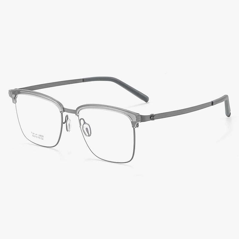 HALF-FRAME PURE TITANIUM LARGE FRAME ANTI-BLUE LIGHT READING GLASSES