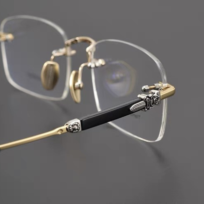 RETRO FRAMELESS BUSINESS ANTI-BLUE LIGHT READING GLASSES
