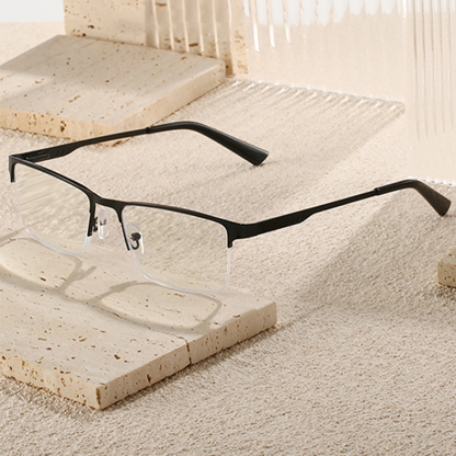 HALF-FRAME METAL TEXTURE ANTI-BLUE LIGHT READING GLASSES