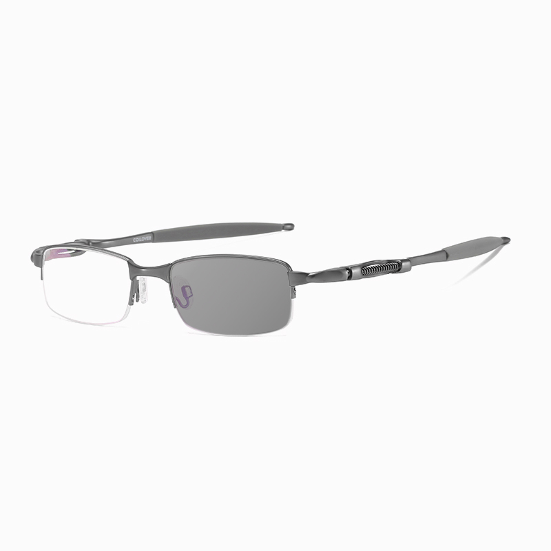 SPRING-LOADED SEMI-RIMLESS PHOTOCHROMIC MULTIFOCAL READING GLASSES