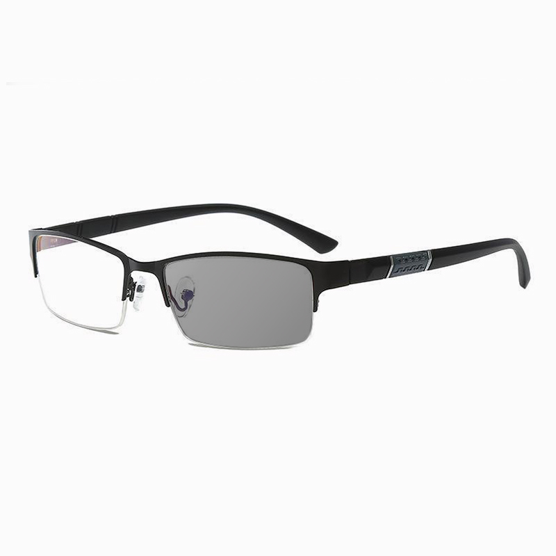 HALF-FRAME BRUSHED TITANIUM PHOTOCHROMIC READING GLASSES