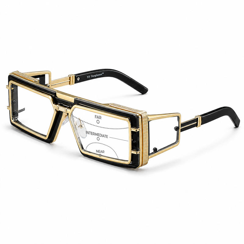 MEN’S FUTURISTIC SQUARE READING GLASSES WITH SIDE PANELS