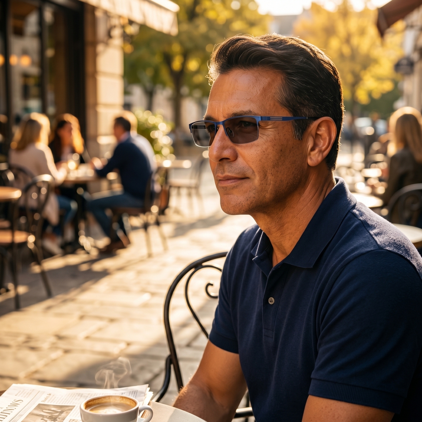 ULTRA-LIGHT METAL SEMI-RIMLESS PHOTOCHROMIC MULTIFOCAL READING GLASSES