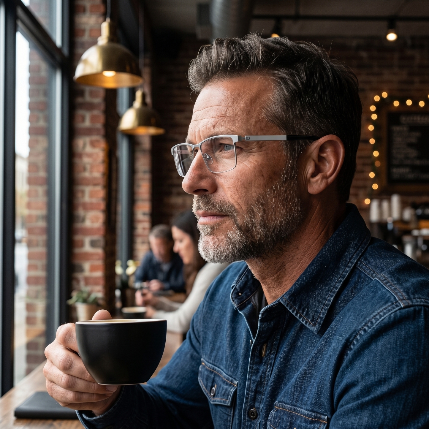 Prescription Glasses-BUSINESS CASUAL PURE TITANIUM COLOR CHANGING MULTI-FOCAL  GLASSES