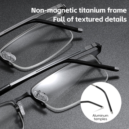NON-MAGNETIC TITANIUM ULTRA-LIGHT CLASSIC HALF-FRAME READING GLASSES