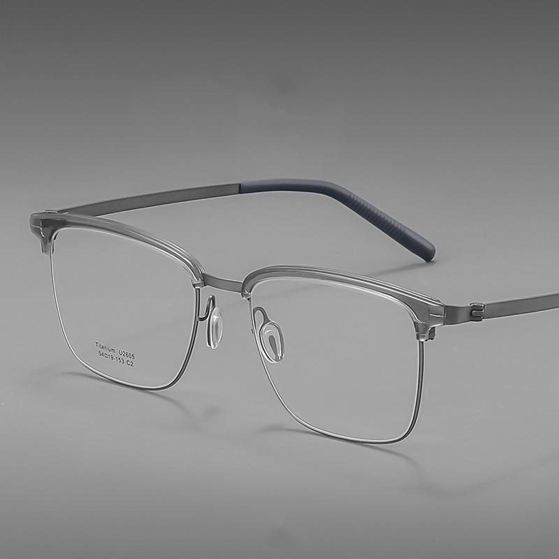 HALF-FRAME PURE TITANIUM LARGE FRAME ANTI-BLUE LIGHT READING GLASSES
