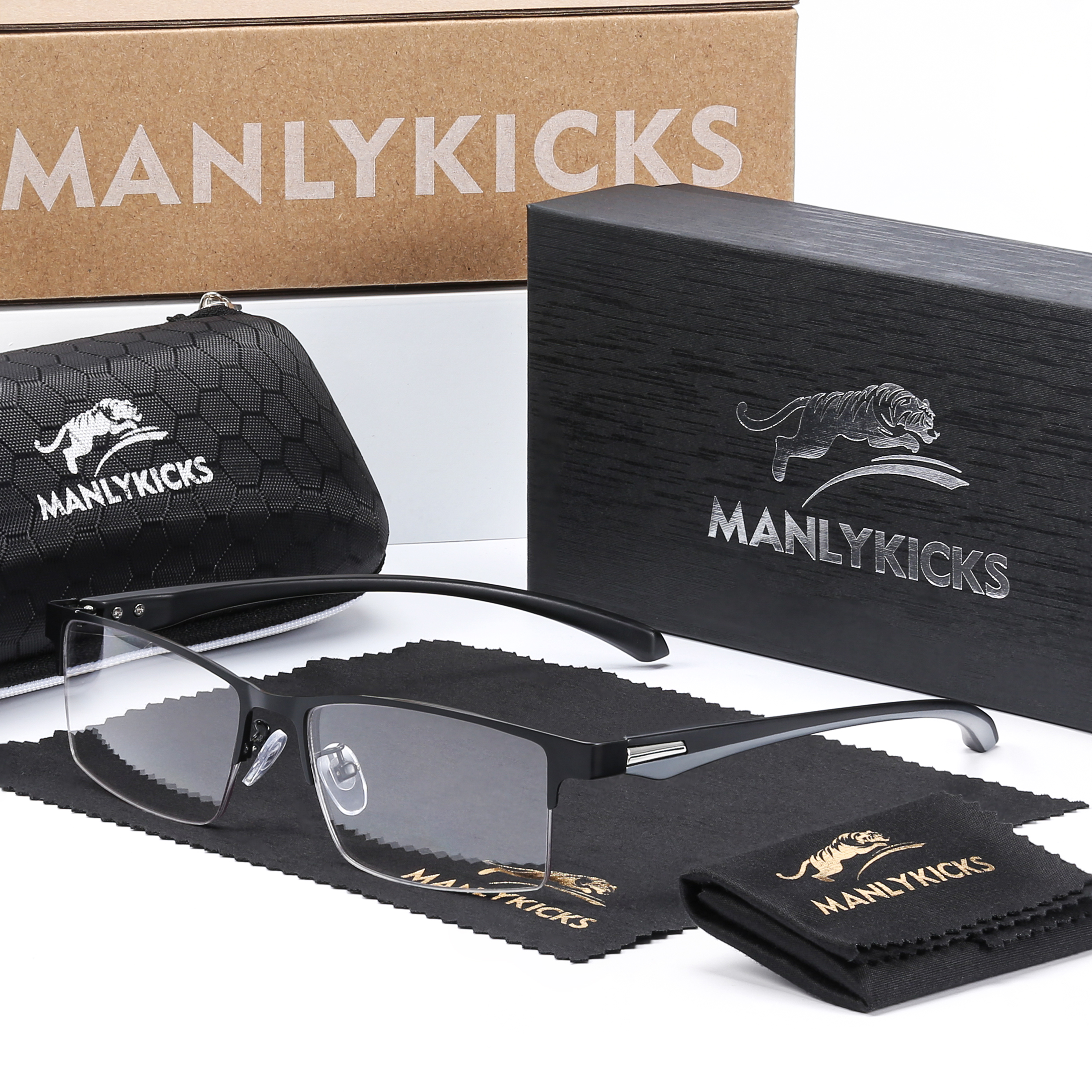 Prescription Glasses - TITANIUM MULTI-FOCUS READING GLASSES PHOTOCHROMIC PROGRESSIVE DOUBLE LIGHT ANTI-BLUE LIGHT-MANLYKICKS