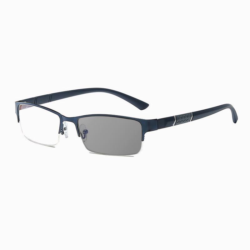 HALF-FRAME BRUSHED TITANIUM PHOTOCHROMIC READING GLASSES