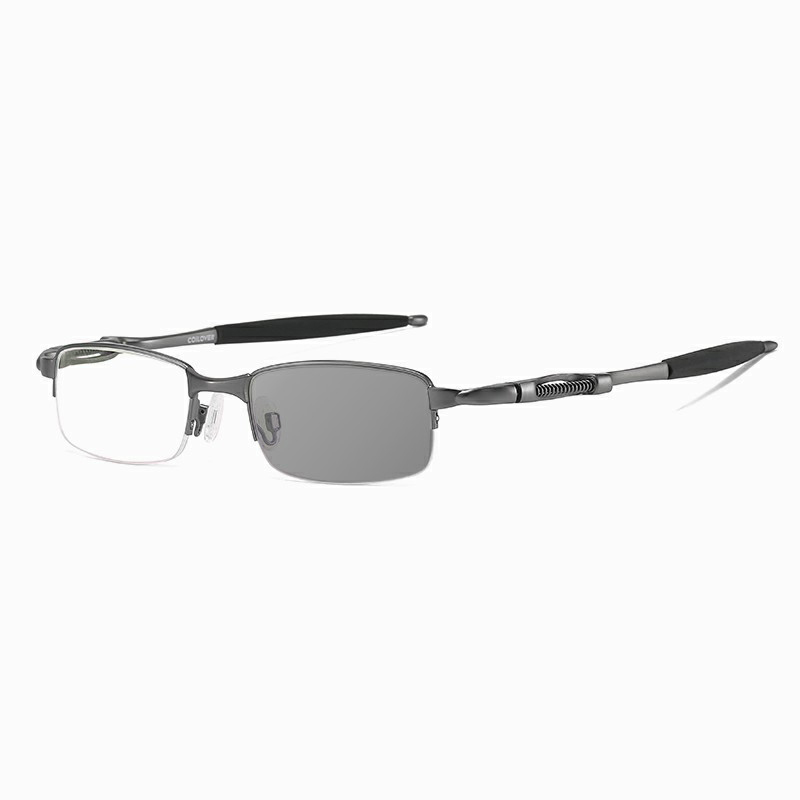 SPRING-LOADED SEMI-RIMLESS PHOTOCHROMIC MULTIFOCAL READING GLASSES