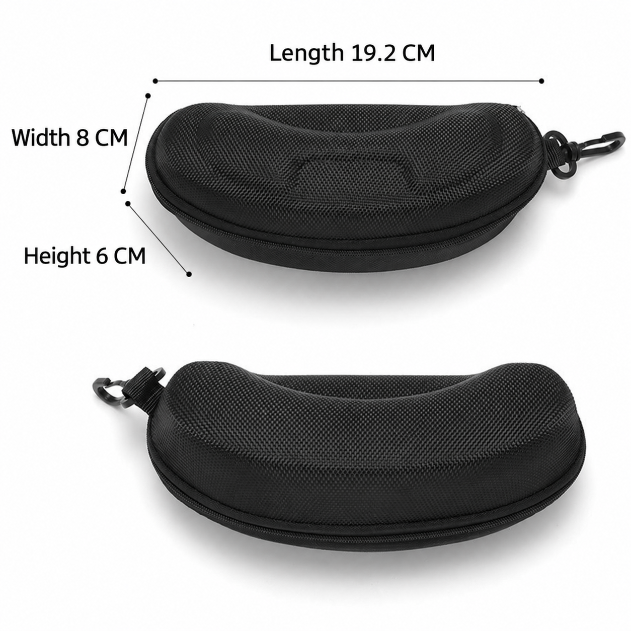 Protective Hard Shell Sports Glasses Case with Zipper & Clip