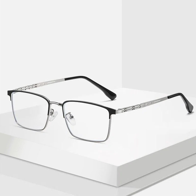 CASUAL METAL BUSINESS HALF-FRAME PROGRESSIVE BLUE LIGHT–BLOCKING READING GLASSES