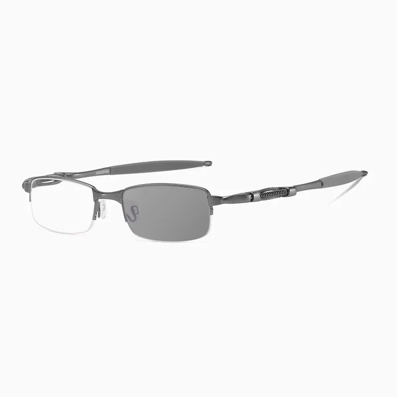 SPRING-LOADED SEMI-RIMLESS PHOTOCHROMIC MULTIFOCAL READING GLASSES