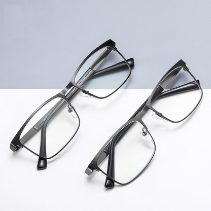 MEN'S HALF-FRAME SQUARE ANTI-BLUE LIGHT READING GLASSES-MANLYKICKS