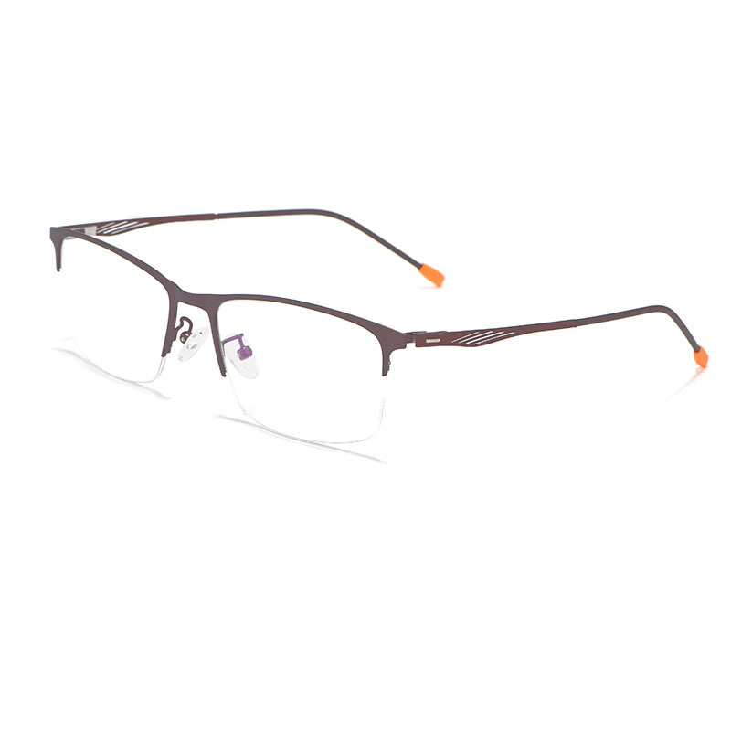 Men's Metal Semi-Rimless Progressive Photochromic Blue Light Blocking Glasses for Workplace