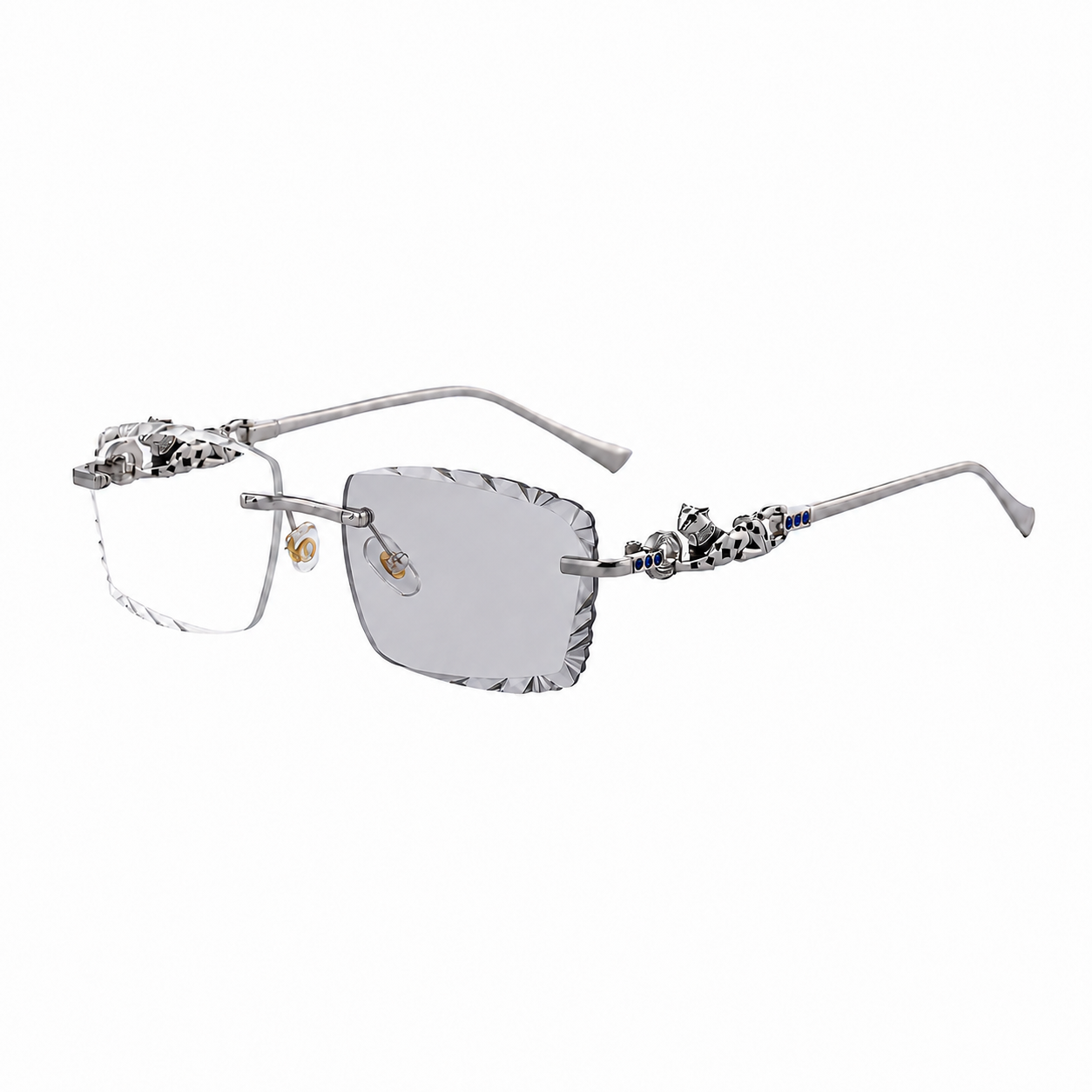 MEN’S RIMLESS READING GLASSES WITH PANTHER DETAILS