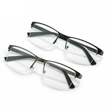 HALF-FRAME METAL TEXTURE ANTI-BLUE LIGHT READING GLASSES