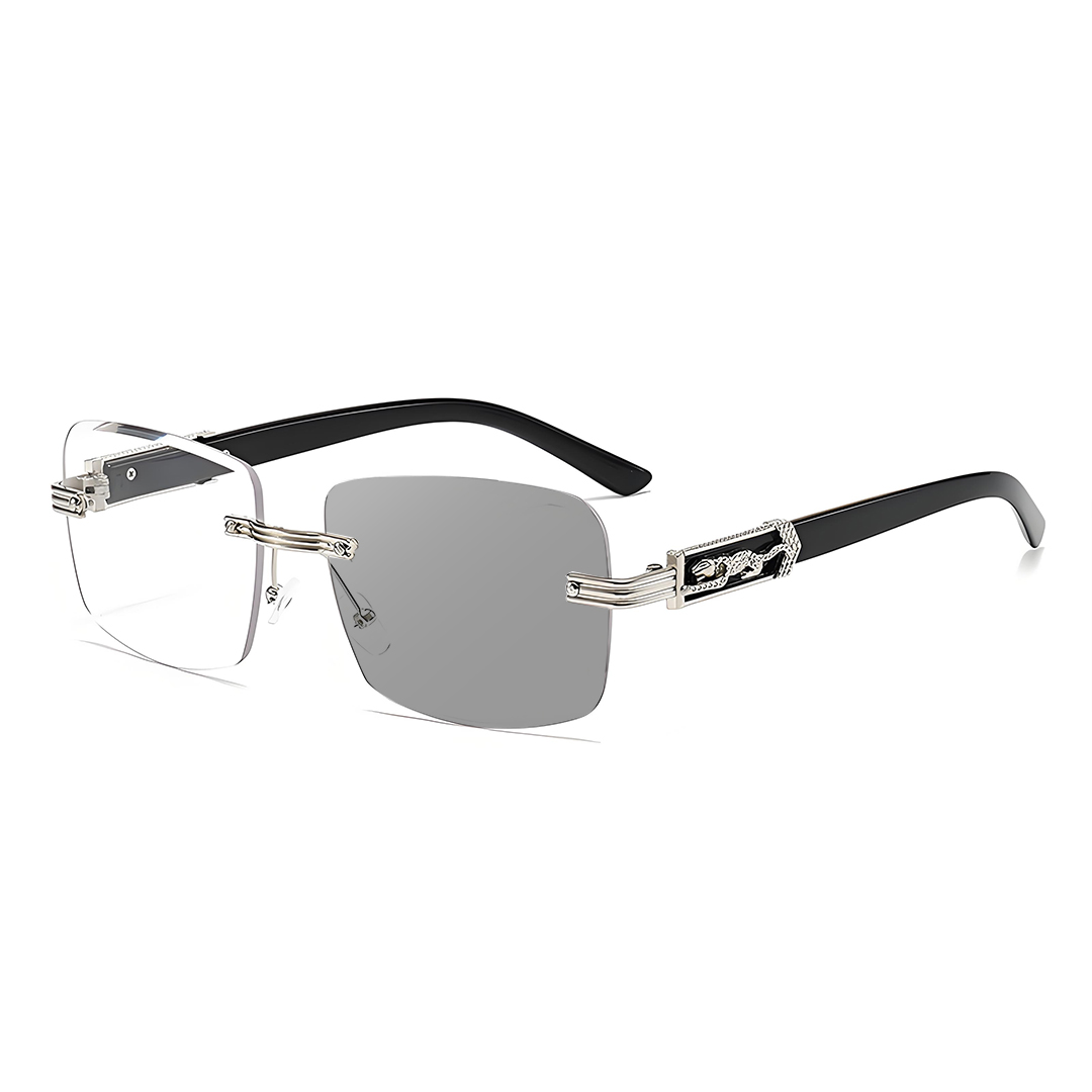 MEN’S RIMLESS SQUARE READING GLASSES WITH PANTHER DETAILS