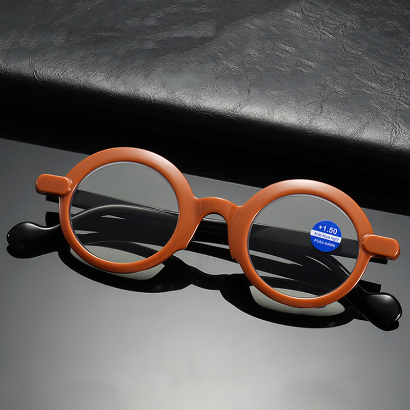 ROUND FRAME FASHION RETRO PROGRESSIVE ANTI-BLUE LIGHT READING GLASSES