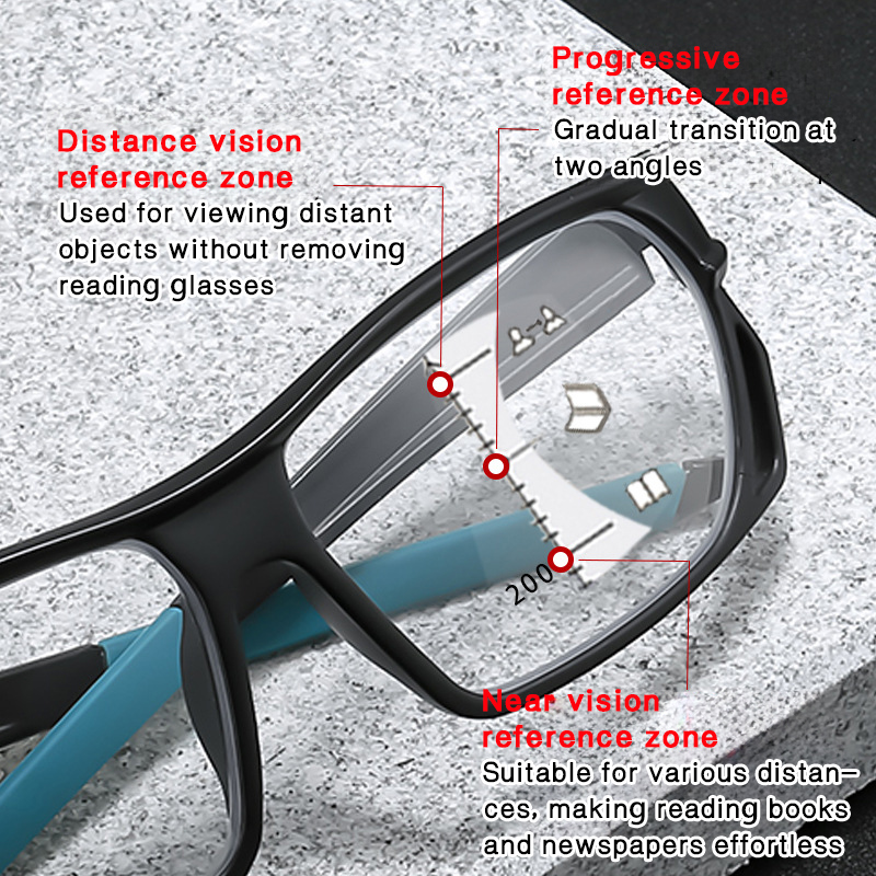 FASHION SPORTS ULTRA-LIGHT FULL-FRAME PROGRESSIVE COLOR READING GLASSES-MANLYKICKS