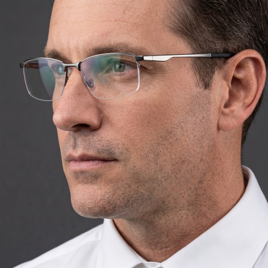 BUSINESS-STYLE SEMI-RIMLESS MINIMALIST PHOTOCHROMIC MULTIFOCAL READING GLASSES