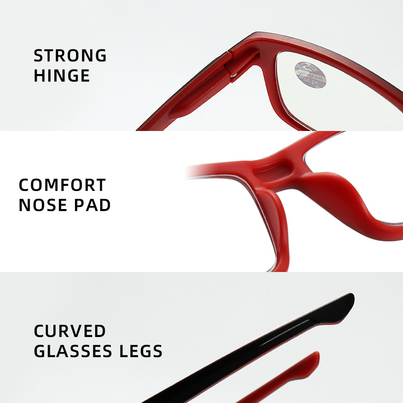 FASHIONABLE TWO-COLOR SQUARE FRAME ANTI-BLUE LIGHT READING GLASSES