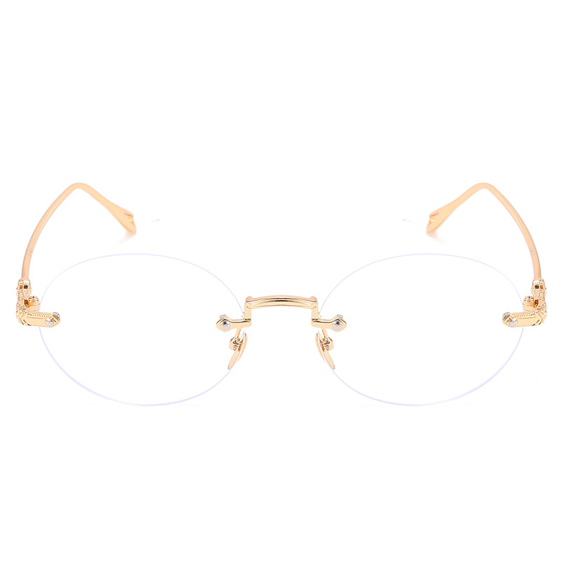 FASHIONABLE FRAMELESS METAL ROUND FRAME ANTI-BLUE LIGHT READING GLASSES