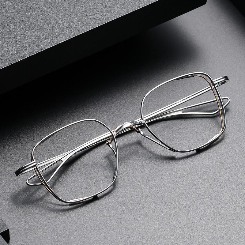 Prescription Glasses -RETRO PURE TITANIUM SQUARE LARGE FRAME GLASSES