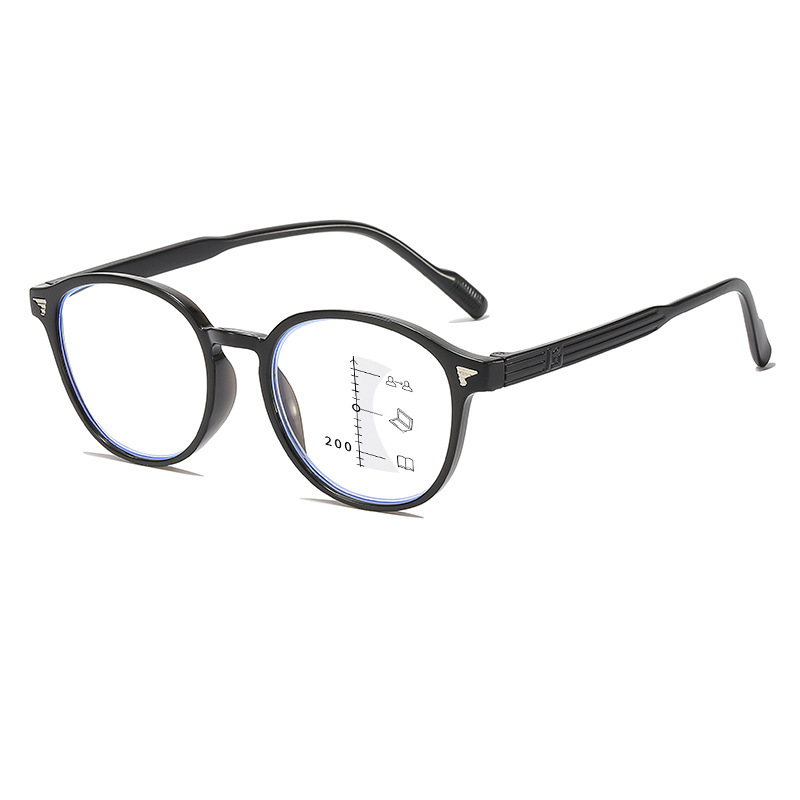 RETRO FASHION ROUND FRAME MULTI-FOCUS ANTI-BLUE LIGHT READING GLASSES