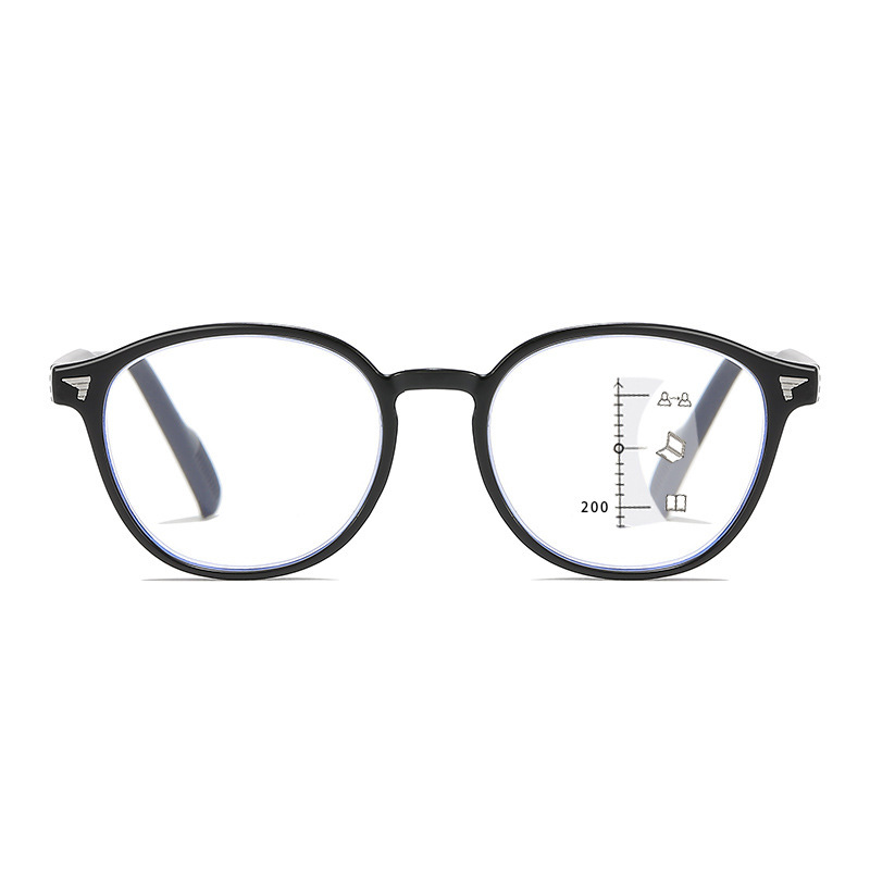 RETRO FASHION ROUND FRAME MULTI-FOCUS ANTI-BLUE LIGHT READING GLASSES