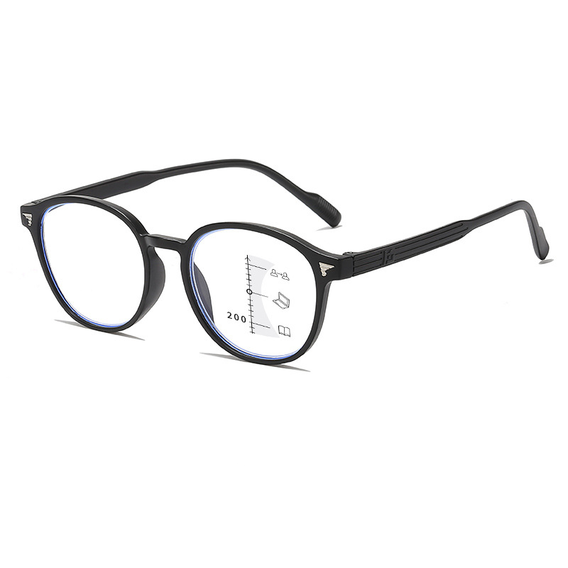 RETRO FASHION ROUND FRAME MULTI-FOCUS ANTI-BLUE LIGHT READING GLASSES
