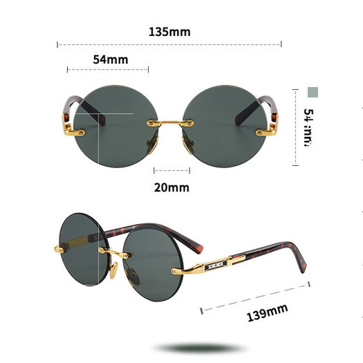 RIMLESS ROUND READING GLASSES WITH CRYSTAL STONE DETAILING