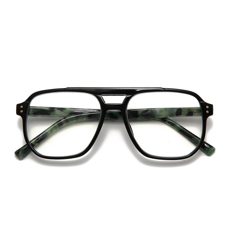 RETRO SQUARE FRAME DOUBLE BEAM ANTI-BLUE LIGHT READING GLASSES