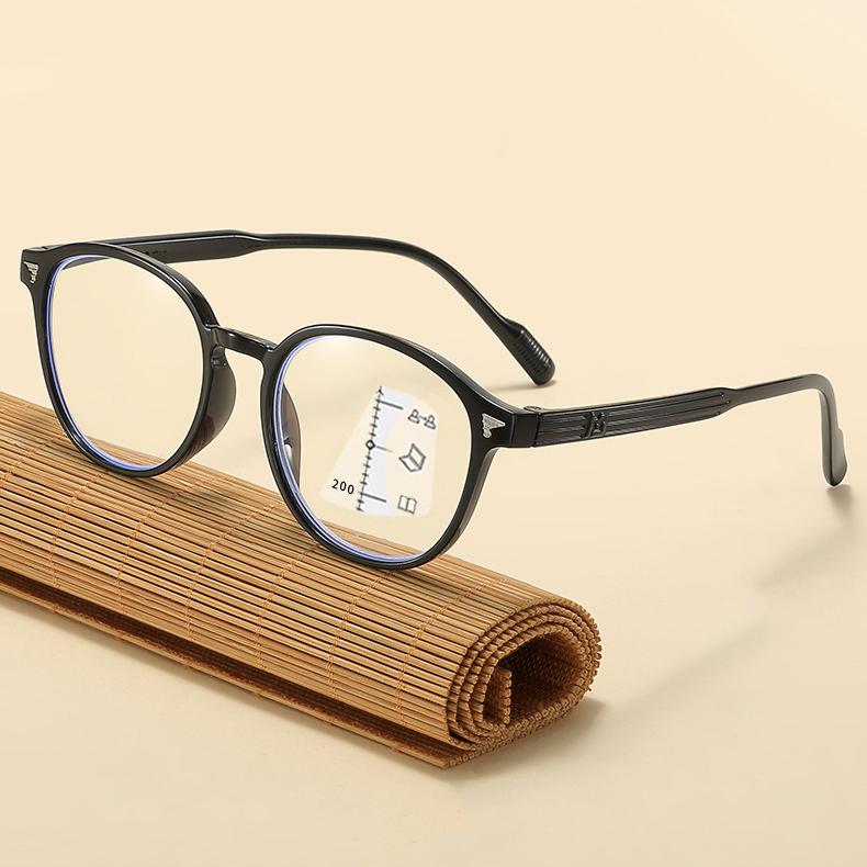 RETRO FASHION ROUND FRAME MULTI-FOCUS ANTI-BLUE LIGHT READING GLASSES