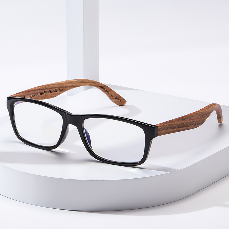 SQUARE VINTAGE WALNUT GRAIN READING GLASSES