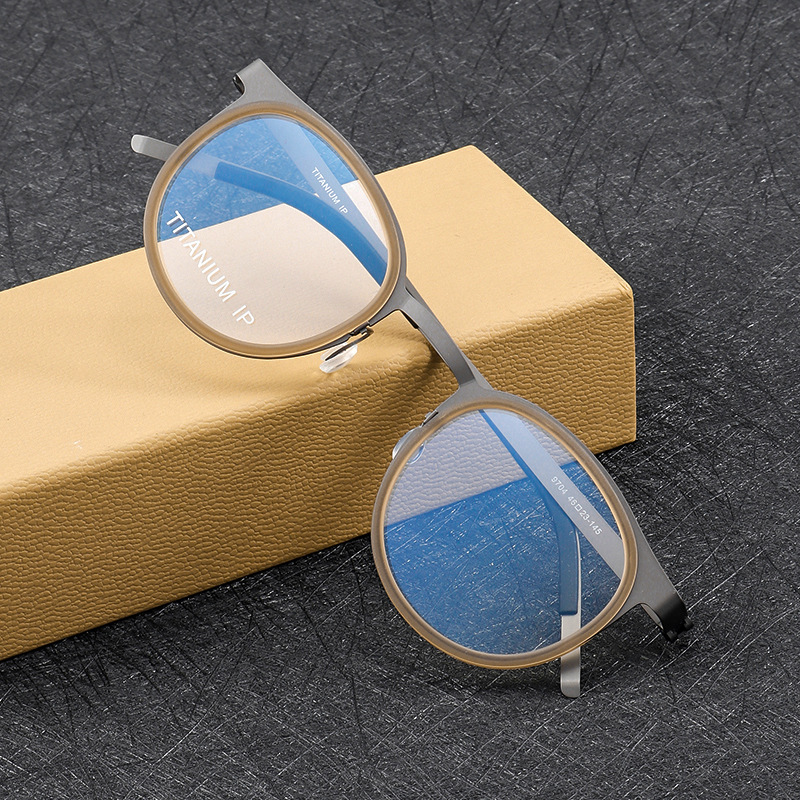 Prescription Glasses -Leon Retro Pure Titanium Round Glasses