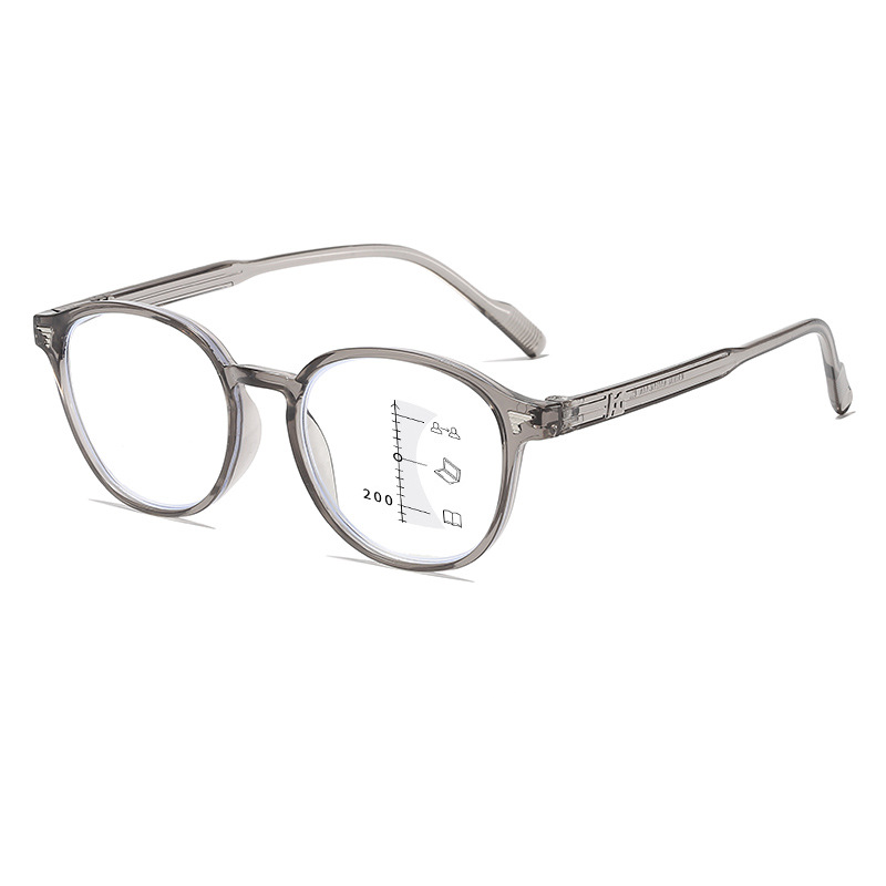 RETRO FASHION ROUND FRAME MULTI-FOCUS ANTI-BLUE LIGHT READING GLASSES