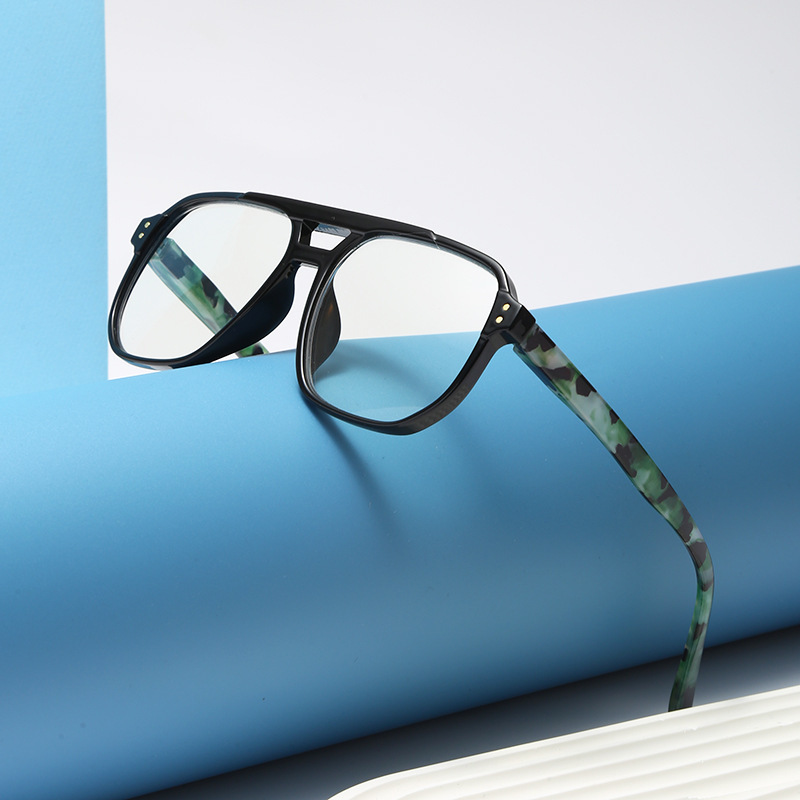 RETRO SQUARE FRAME DOUBLE BEAM ANTI-BLUE LIGHT READING GLASSES