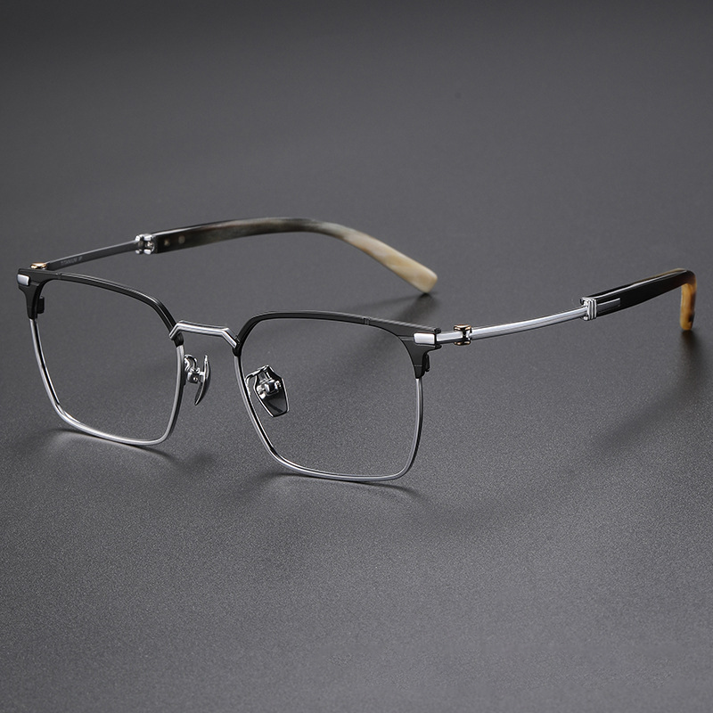 Prescription Glasses -BUSINESS CASUAL HORN TITANIUM FULL FRAME GLASSES
