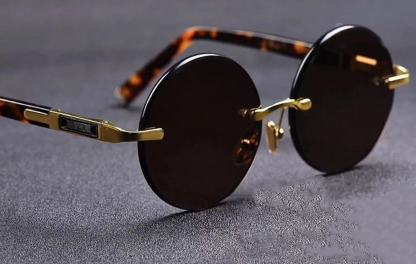 RIMLESS ROUND READING GLASSES WITH CRYSTAL STONE DETAILING