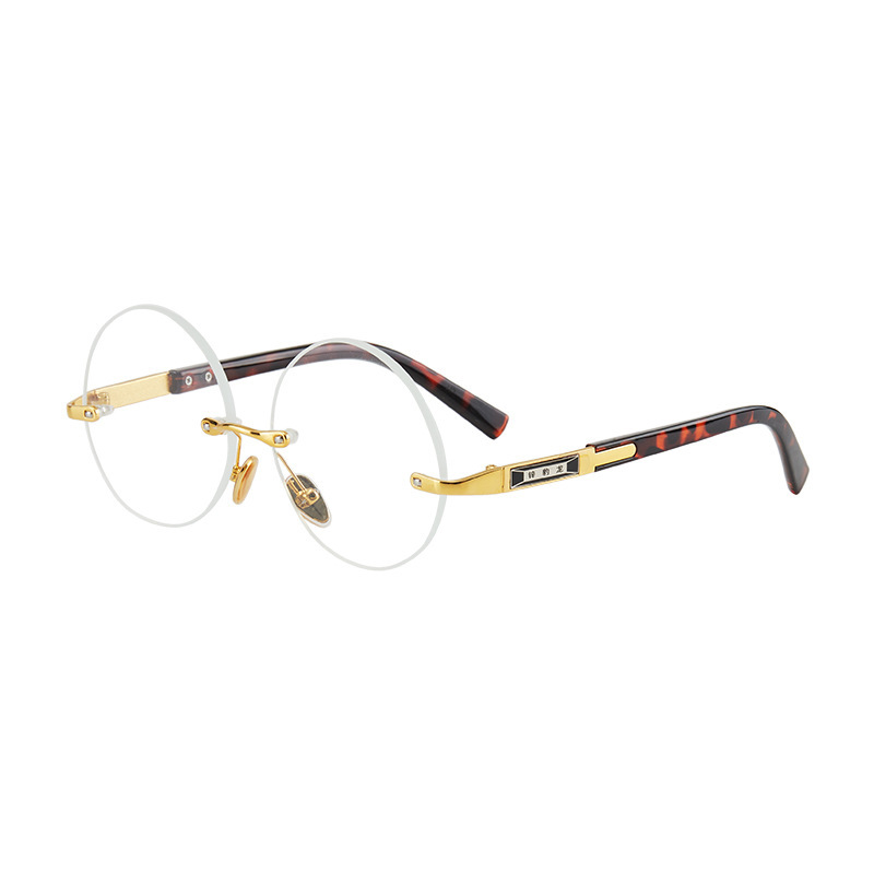 RIMLESS ROUND READING GLASSES WITH CRYSTAL STONE DETAILING