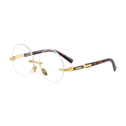 RIMLESS ROUND READING GLASSES WITH CRYSTAL STONE DETAILING