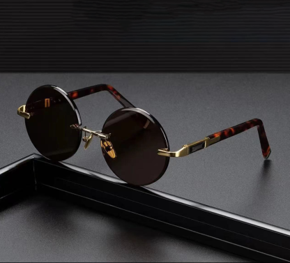RIMLESS ROUND READING GLASSES WITH CRYSTAL STONE DETAILING