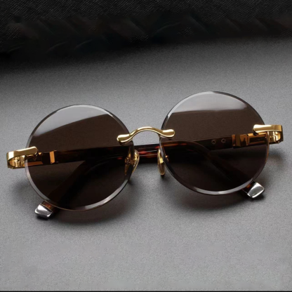 RIMLESS ROUND READING GLASSES WITH CRYSTAL STONE DETAILING